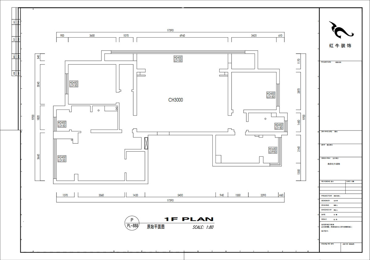 刘小勇｜翠屏诚园北区5-702-138㎡-现代黑白灰风格｜3室2厅2卫｜老房装修｜定制家｜全包19万｜00_01原始结构图